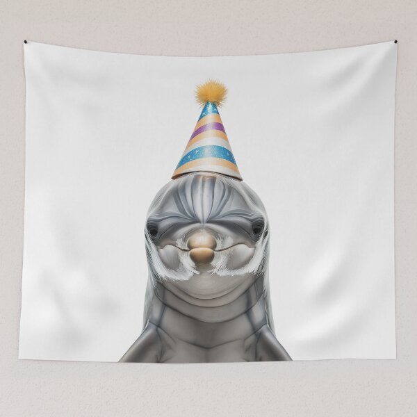 Item preview, Funny Dolphin Wearing Birthday Party Hat designed and sold by LazyOwlStore.