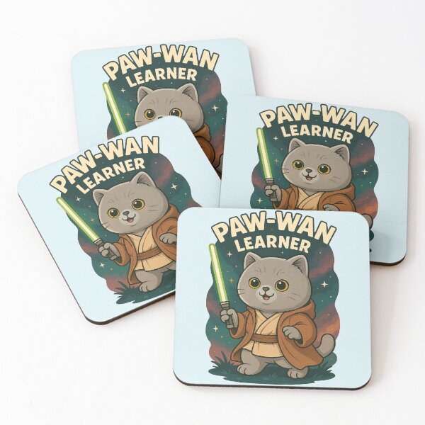 Item preview, Paw-Wan Learner – Cute Jedi Cat Parody Illustration designed and sold by Patternicity.