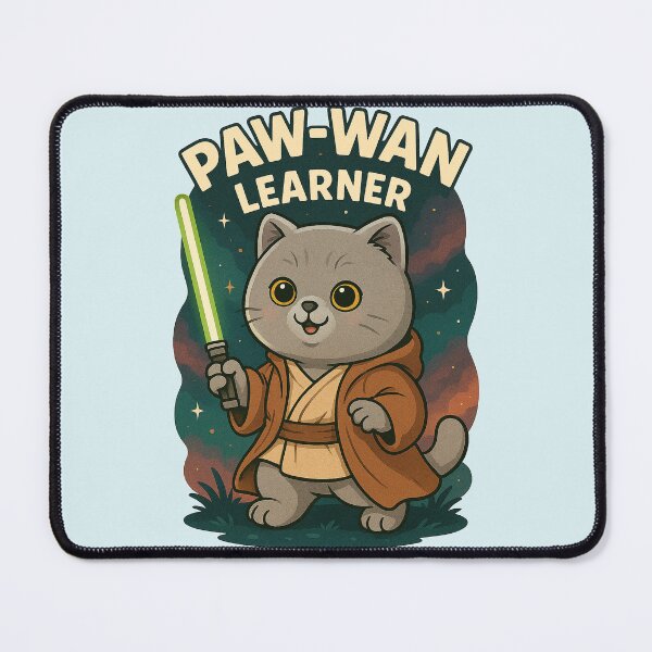 Item preview, Paw-Wan Learner – Cute Jedi Cat Parody Illustration designed and sold by Patternicity.