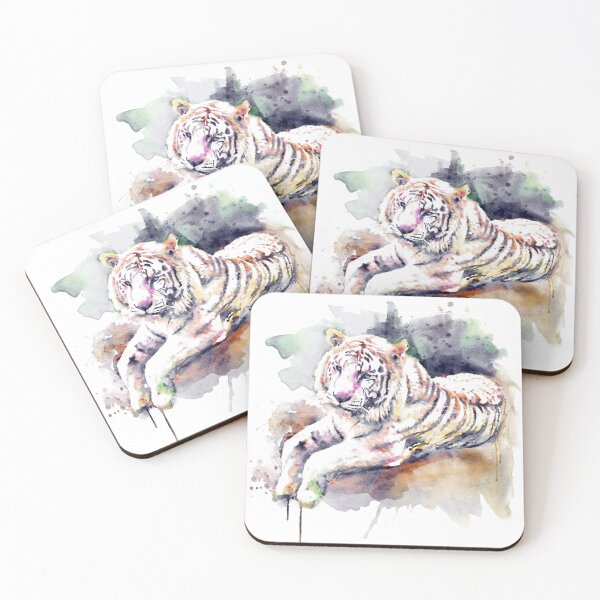 Item preview, Blue Eyed White Tiger Portrait designed and sold by caracatita75.