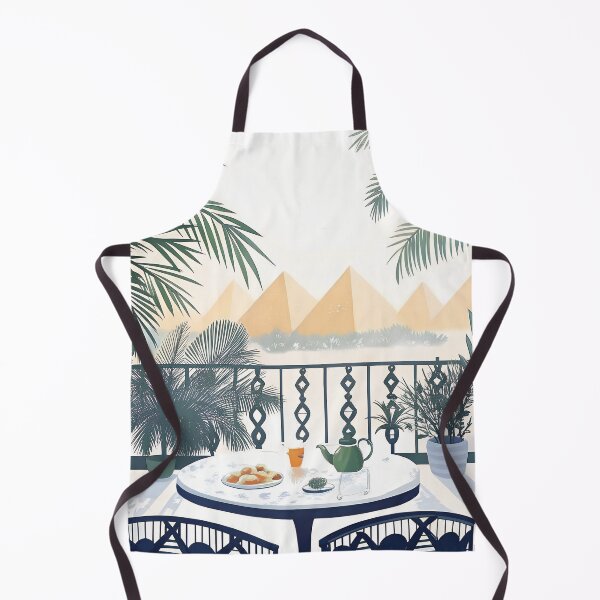 Item preview, Cairo Balcony with Pyramid View – Warm Desert Illustration designed and sold by CloudReverie.