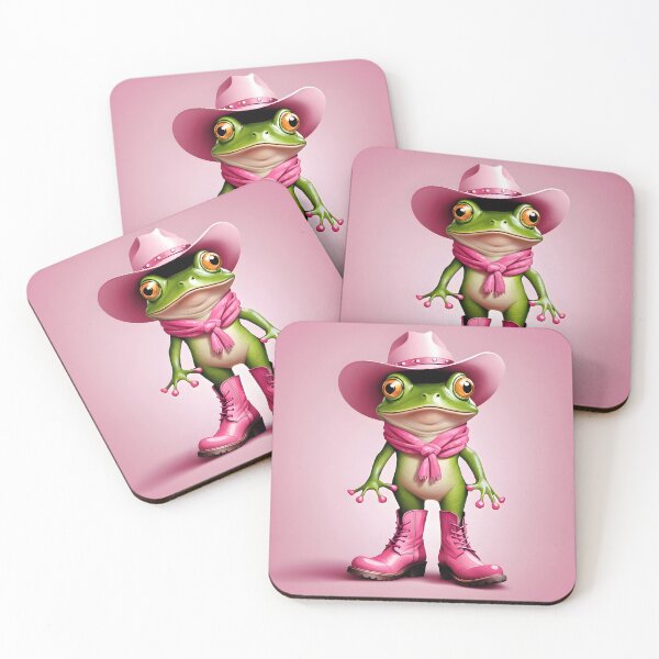 Item preview, Cowgirl frog in pink – Yeehaw with a Ribbit designed and sold by EmeraldeaArt.