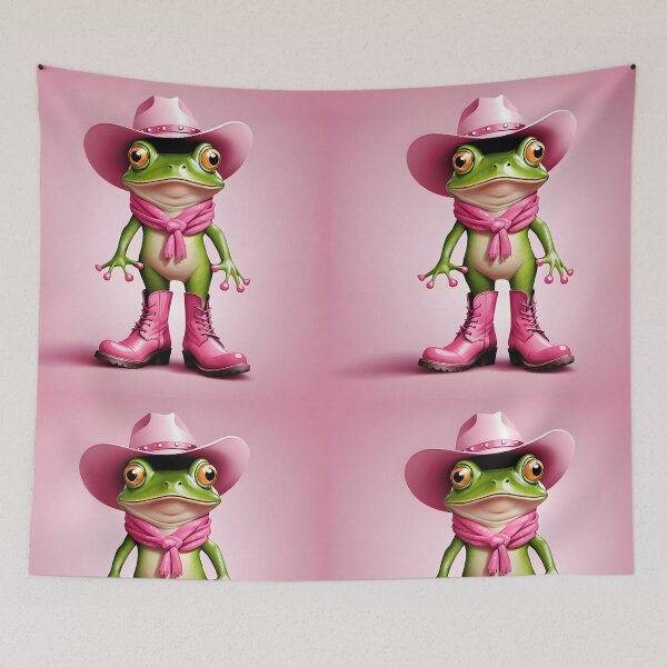 Item preview, Cowgirl frog in pink – Yeehaw with a Ribbit designed and sold by EmeraldeaArt.