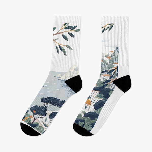 Item preview, Capri View with Faraglioni – Mediterranean Flat Style Illustration designed and sold by CloudReverie.