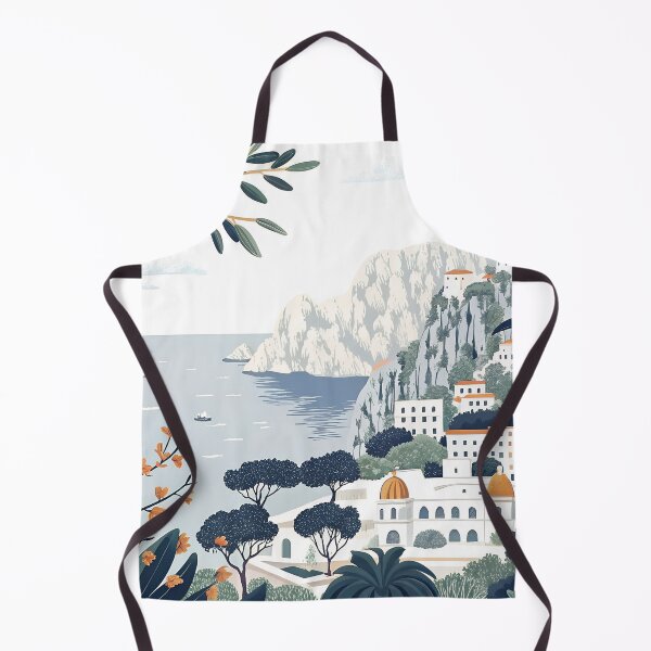 Item preview, Capri View with Faraglioni – Mediterranean Flat Style Illustration designed and sold by CloudReverie.