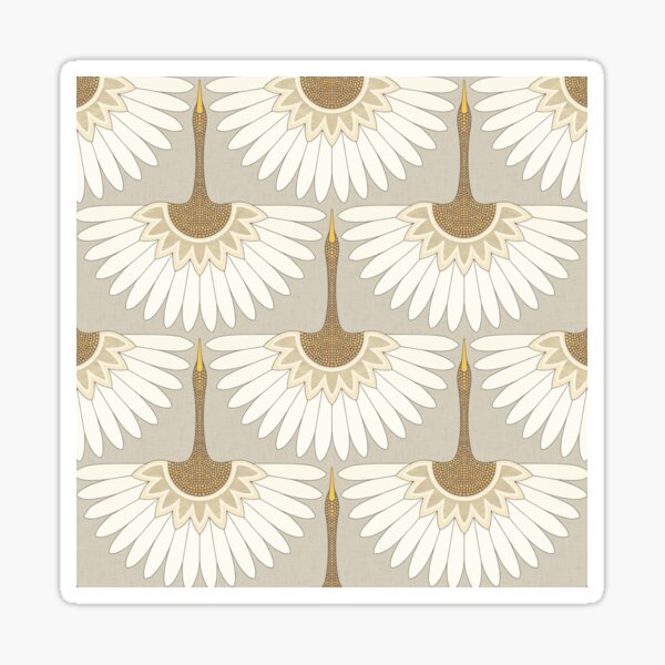 Item preview, art deco cranes beige designed and sold by scrummy.
