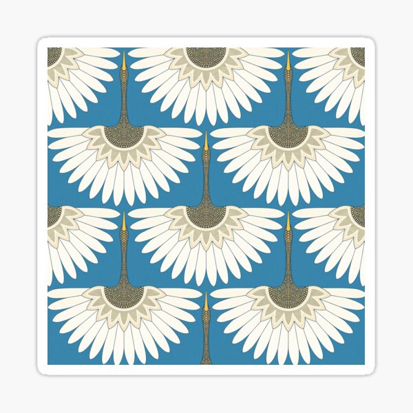Item preview, art deco cranes blue designed and sold by scrummy.