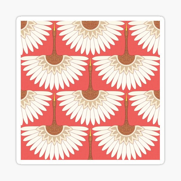 Item preview, art deco cranes coral designed and sold by scrummy.