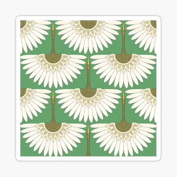 Item preview, art deco cranes meadow green designed and sold by scrummy.
