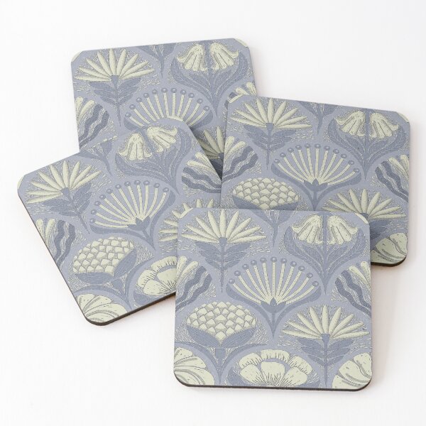 Item preview, Petal Imprints - Block Print Florals N-Santa Grey designed and sold by Carina Parry Studios.