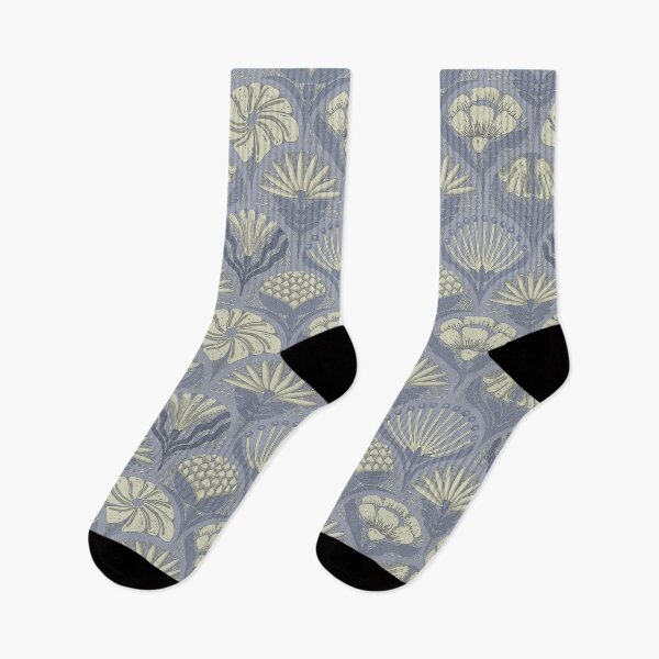 Item preview, Petal Imprints - Block Print Florals N-Santa Grey designed and sold by Carina Parry Studios.