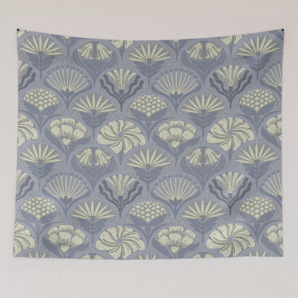Item preview, Petal Imprints - Block Print Florals N-Santa Grey designed and sold by Carina Parry Studios.