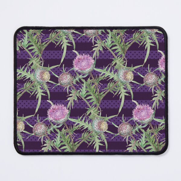 Item preview, Thistle violet flowers and purple stripes designed and sold by SVETLANA ZOLOTAREVA.