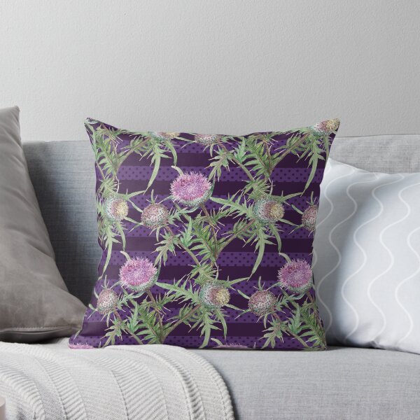 Item preview, Thistle violet flowers and purple stripes designed and sold by SVETLANA ZOLOTAREVA.