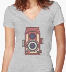 Retro Camera Women's Fitted V-Neck T-Shirt