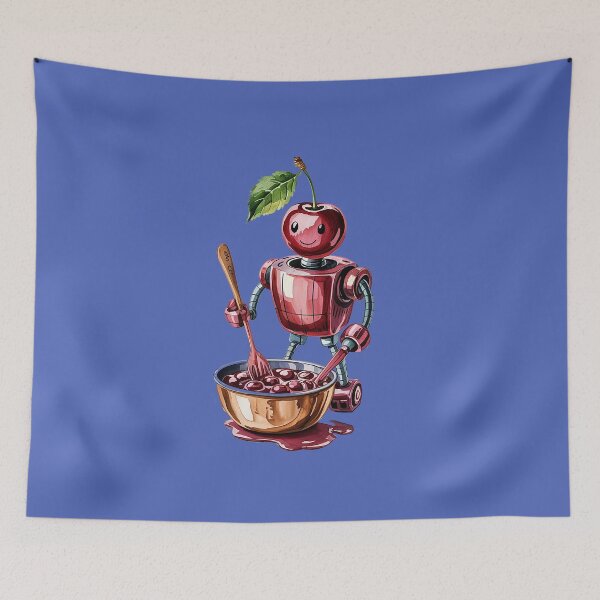 Item preview, Cherry-Powered Robot Chef – Whimsical Watercolor Art designed and sold by Verycutethings.