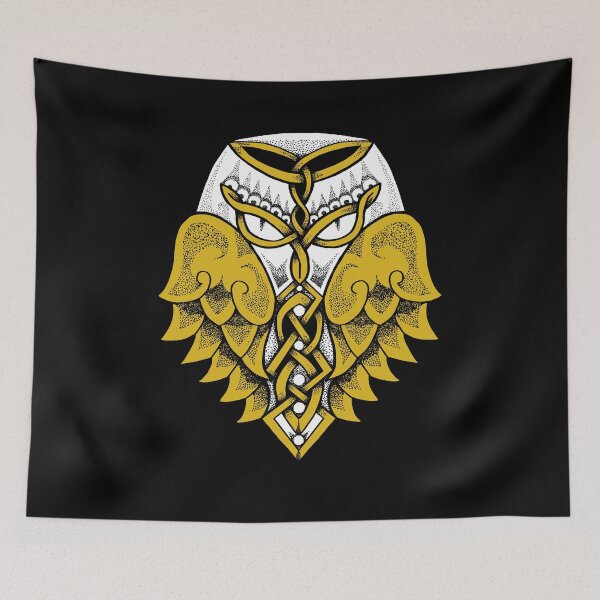 Item preview, Celtic Knot Dotwork Owl - White&Gold designed and sold by BassInstinct.