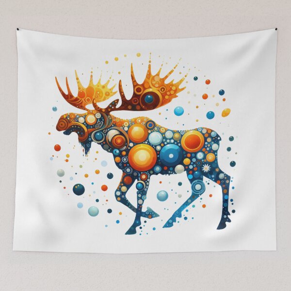 Item preview, Magnificent Moose in Gold and Blue by heidiannemorris © designed and sold by FOLK ART FUSION by heidiannemorris.