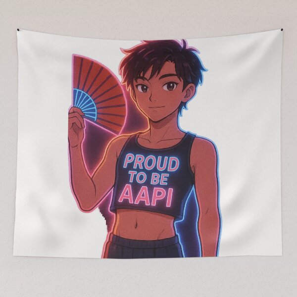 Item preview, Proud to Be AAPI Anime Style Boy with Fan designed and sold by Places On Earth.