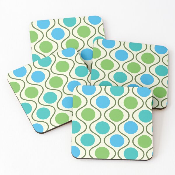 Item preview, Retro mid century green, blue and teal circles on ogee shapes pattern  designed and sold by Yasminepatterns .