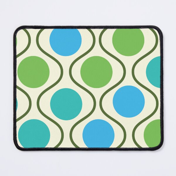 Item preview, Retro mid century green, blue and teal circles on ogee shapes pattern designed and sold by Yasminepatterns .