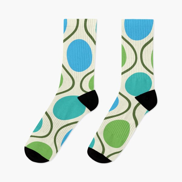 Item preview, Retro mid century green, blue and teal circles on ogee shapes pattern  designed and sold by Yasminepatterns .