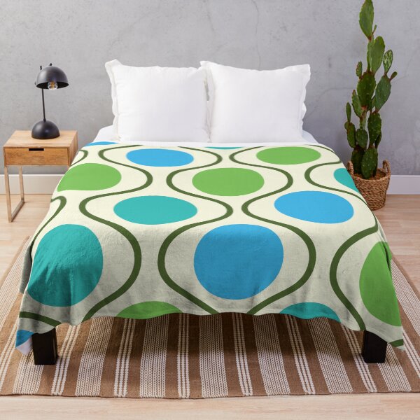 Item preview, Retro mid century green, blue and teal circles on ogee shapes pattern  designed and sold by Yasminepatterns .