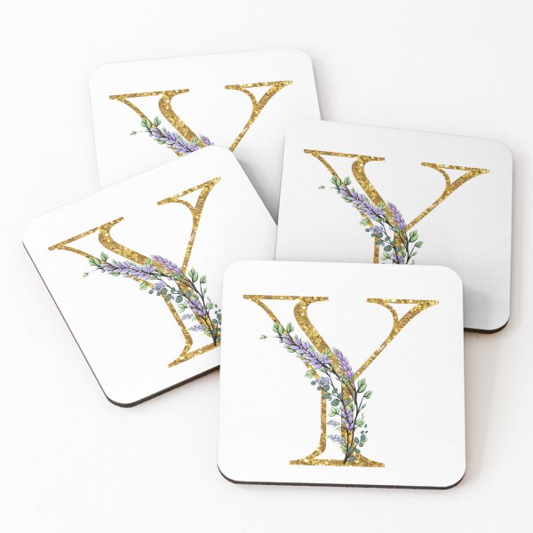 Item preview, The Alphabet | The letter “Y”| romantic Eucalyptus and Lavender floral illustration | floral Monogram | gold glitter alphabet  designed and sold by hollycooper.