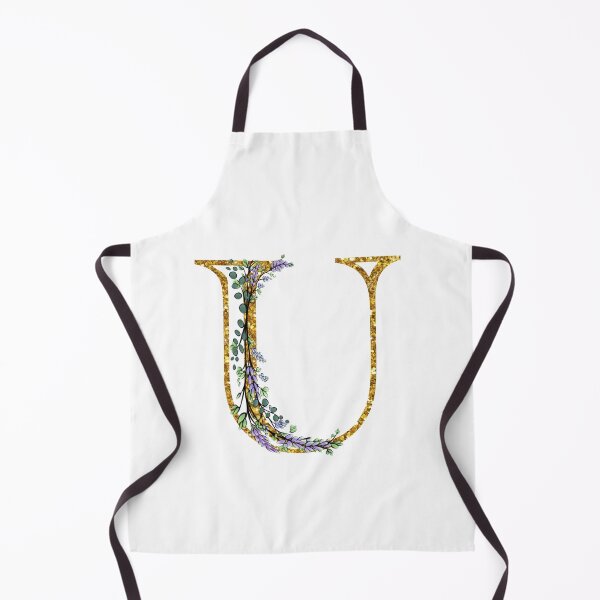 Item preview, The Alphabet | The letter “U”| romantic Eucalyptus and Lavender floral illustration | floral Monogram | gold glitter alphabet designed and sold by hollycooper.