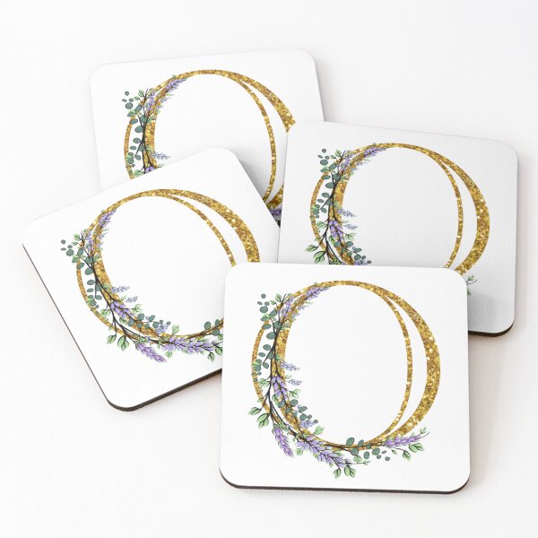 Item preview, The Alphabet | The letter “O”| romantic Eucalyptus and Lavender floral illustration | floral Monogram | gold glitter alphabet  designed and sold by hollycooper.