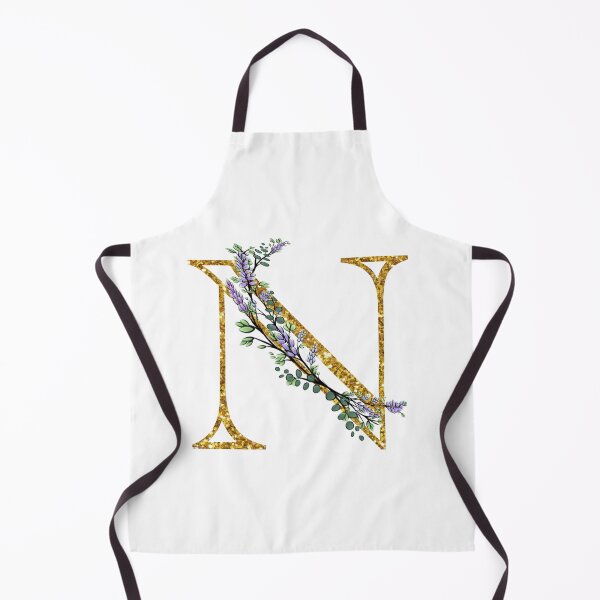 Item preview, The Alphabet | The letter “N” | romantic Eucalyptus and Lavender floral illustration | floral Monogram | gold glitter alphabet designed and sold by hollycooper.