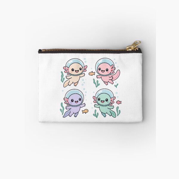 Item preview, Kawaii Axolotls Swimming in Space Helmets  designed and sold by RetroPop23.