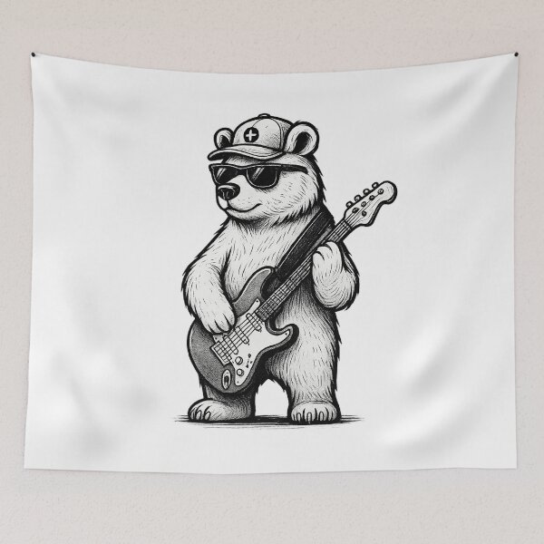 Item preview, Cool Guitar Bear | Street Art Rocker Animal Design designed and sold by Ironzoulz.