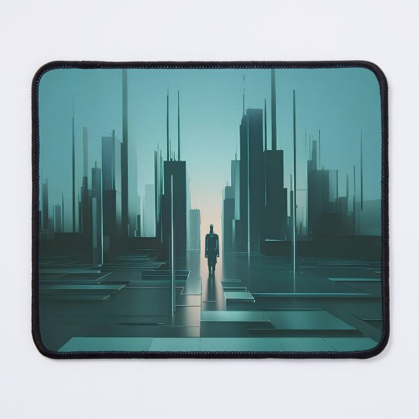 Item preview, Silhouette against the background of a surreal, futuristic, slightly stylized cityscape designed and sold by Paul-Place.