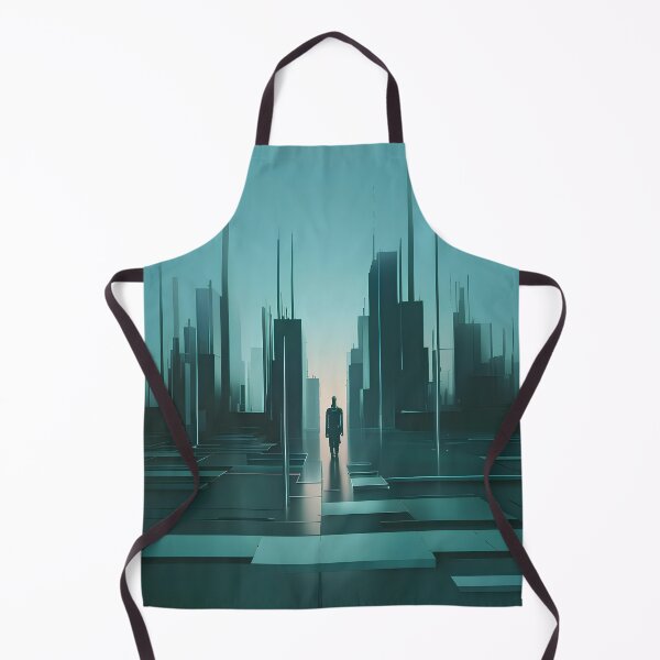 Item preview, Silhouette against the background of a surreal, futuristic, slightly stylized cityscape designed and sold by Paul-Place.