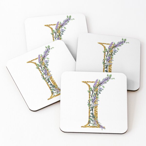 Item preview, The Alphabet | The letter “I” | romantic Eucalyptus and Lavender floral illustration | floral Monogram | gold glitter alphabet  designed and sold by hollycooper.