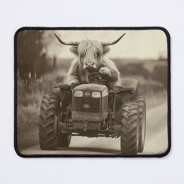 Item preview, Highland Cow Driving a Tractor, Funny Farm Animal Art designed and sold by CheekyAnimalz.