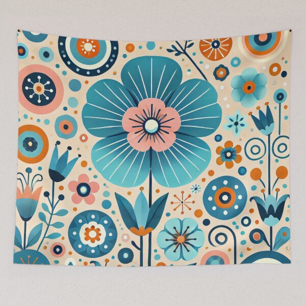 Item preview, Viola Floral Fireworks Scandinavian Folk Art by heidiannemorris © designed and sold by FOLK ART FUSION by heidiannemorris.