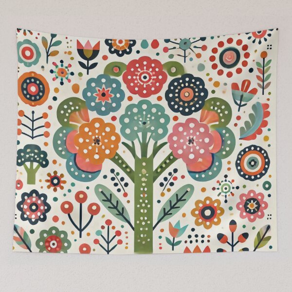 Item preview, Floral Tapestry Scandinavian Folk Art by heidiannemorris © designed and sold by FOLK ART FUSION.