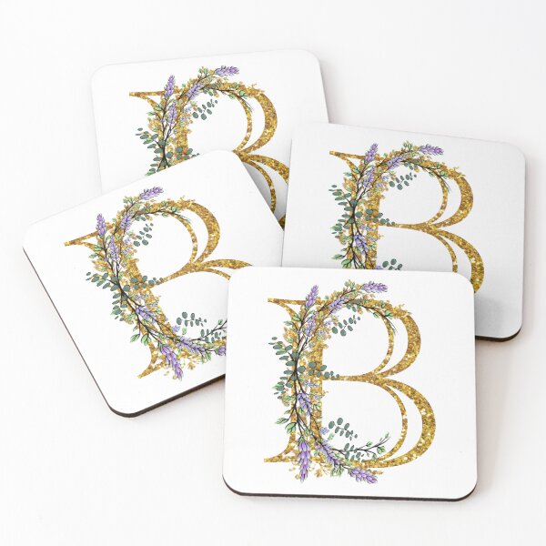 Item preview, The Alphabet | The letter “B” | romantic Eucalyptus and Lavender floral illustration | floral Monogram | gold glitter alphabet  designed and sold by hollycooper.