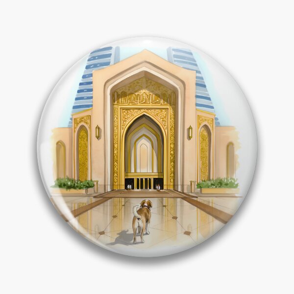 Item preview, Elegant Dog Arrives at Burj Al Arab – Luxury Watercolor Pet Art designed and sold by Simple_Lines2025.