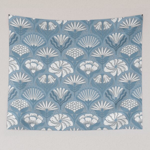 Item preview, Petal Imprints - Block Print Florals P-Glacier designed and sold by Carina Parry Studios.