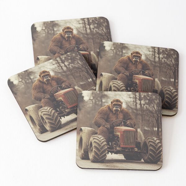 Item preview, Sasquatch Driving a Tractor, Funny Farm Animal Art designed and sold by CheekyAnimalz.