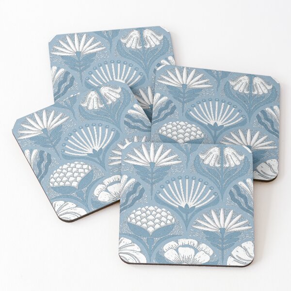Item preview, Petal Imprints - Block Print Florals P-Glacier designed and sold by Carina Parry Studios.