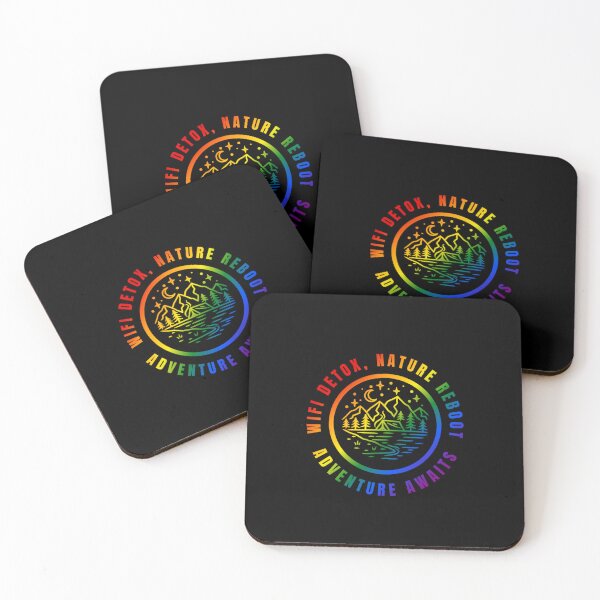 Item preview, Wifi Detox, Nature Reboot, Adventure Awaits, Classic pride flag graphic, rainbow mountains, river, nature park, stars and crescent moon graphic, mental health matters, outdoors, nature,  designed and sold by PrideBeProud.