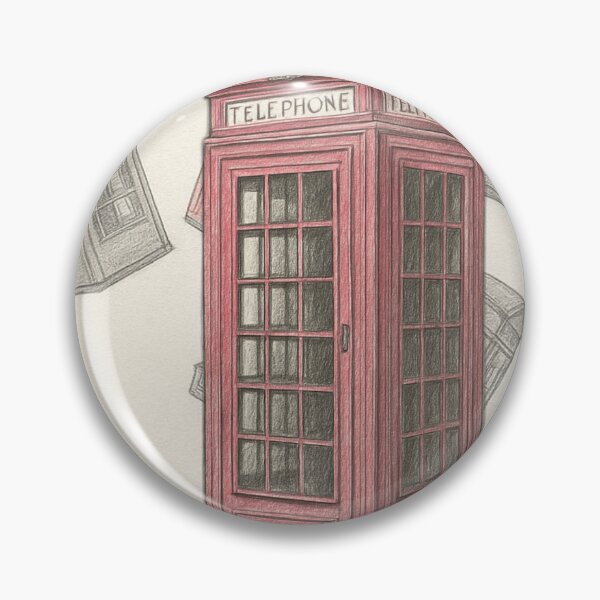 Item preview, Pencil Sketch UK England Red Telephone Booth Phone Pattern – British Vintage designed and sold by KishShop.