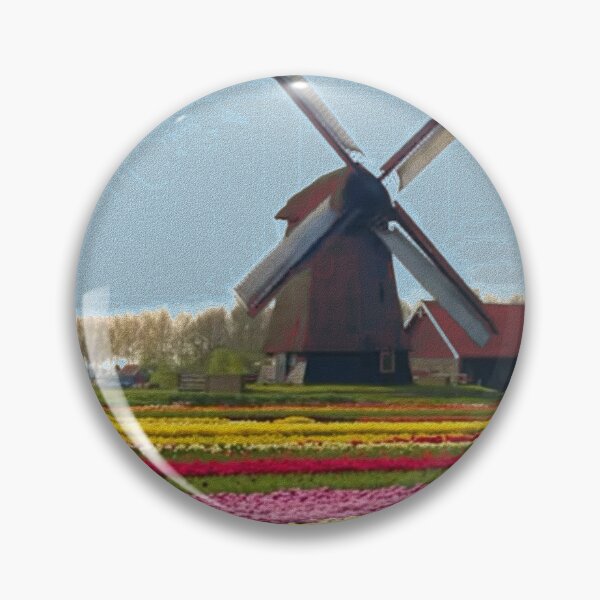 Item preview, Nothing Like the Netherlands – Windmill and Tulip view-Dutch Countryside Art Print designed and sold by PunArtistry.