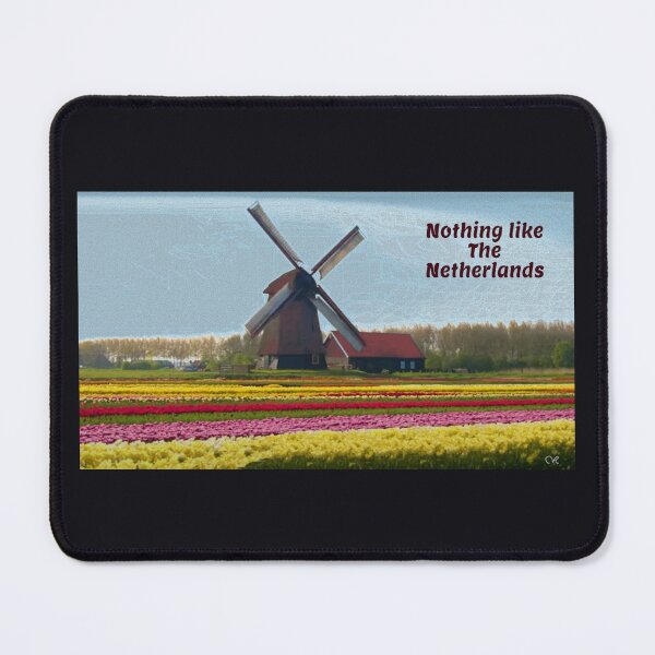 Item preview, Nothing Like the Netherlands – Windmill and Tulip view-Dutch Countryside Art Print designed and sold by PunArtistry.