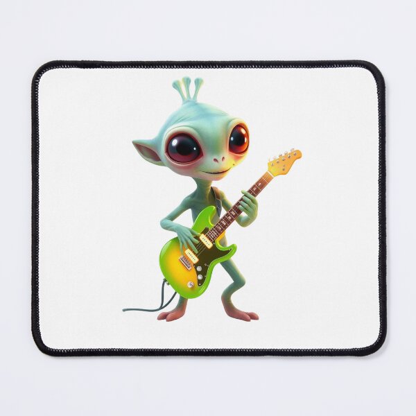 Item preview, Cute Alien Playing Electric Guitar – Funny Space Rock Design designed and sold by AleksKos.