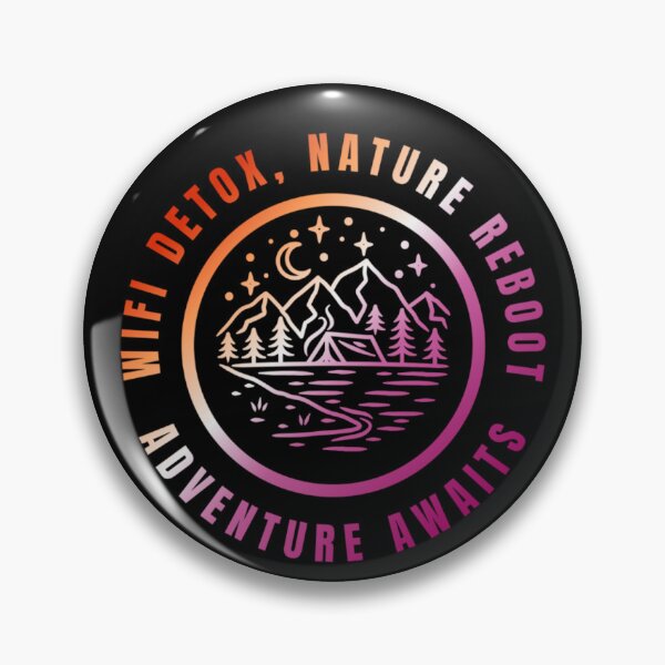 Item preview, Wifi Detox, Nature Reboot, Adventure Awaits, Lesbian pride flag graphic, rainbow mountains, river, nature park, stars and crescent moon graphic, mental health matters, outdoors, nature,  designed and sold by PrideBeProud.